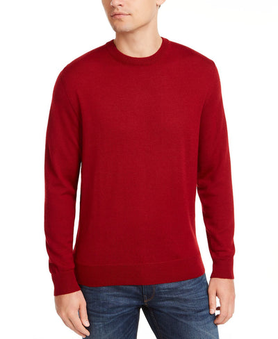 Club Room Solid Merino Wool Crew Neck Sweater Cherry