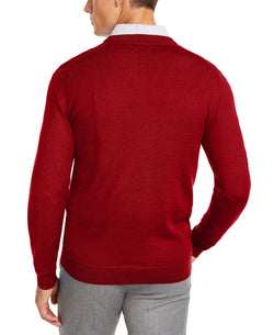 Club Room Solid V-neck Merino Wool Blend Sweater Cherry Red thumbnail 2