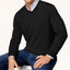 Club Room Solid V-neck Merino Wool Blend Sweater Deep Black