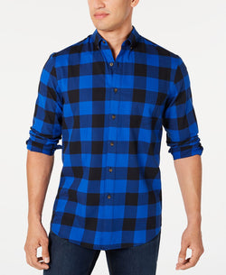 Club Room Stretch Brushed Cotton Plaid Flannel Shirt Lazulite Combo thumbnail 1