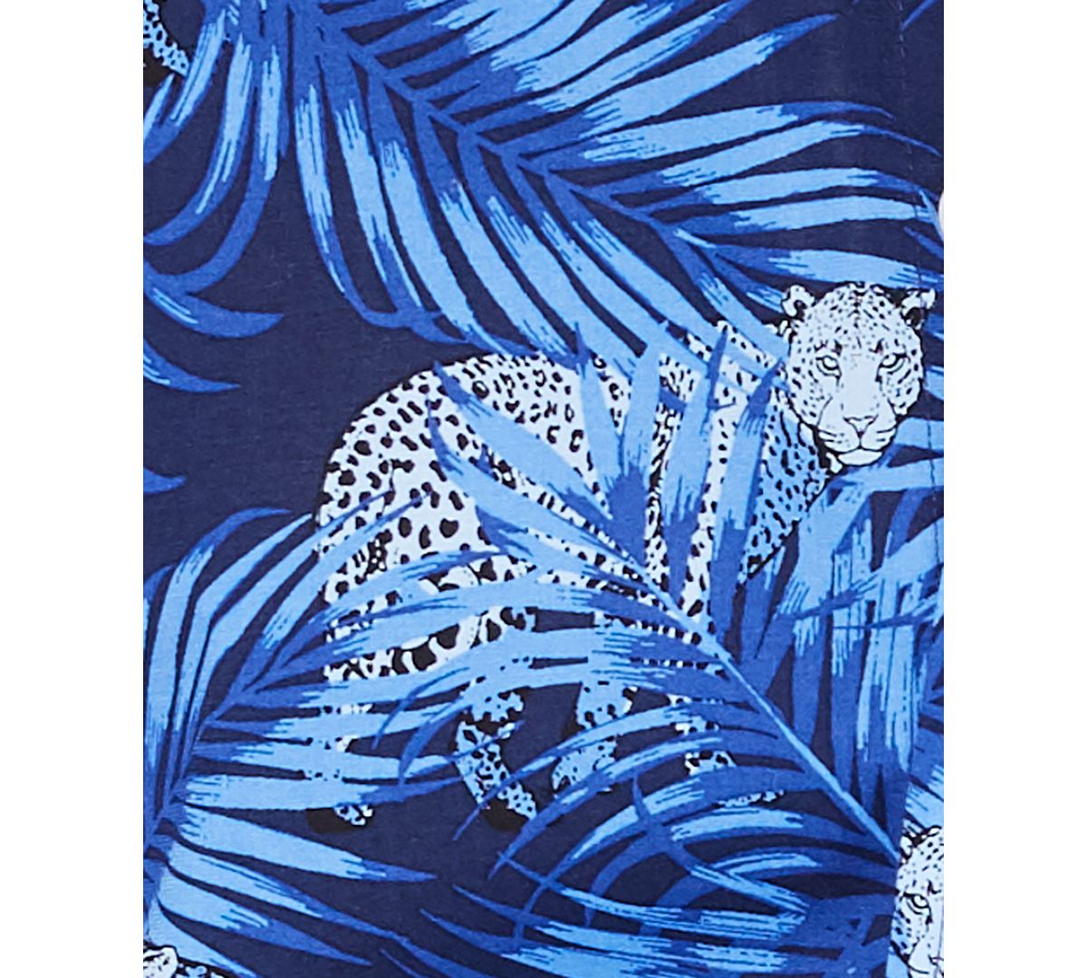 Club Room Stretch Cheetah-print Jungle Shirt Navy Blue