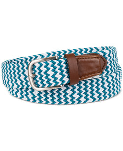 Club Room Stretch Comfort Braided Belt With Faux-leather Trim Green/white thumbnail 1