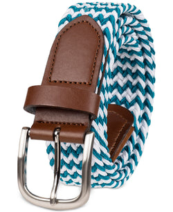 Club Room Stretch Comfort Braided Belt With Faux-leather Trim Green/white thumbnail 2