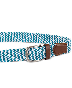 Club Room Stretch Comfort Braided Belt With Faux-leather Trim Green/white thumbnail 3