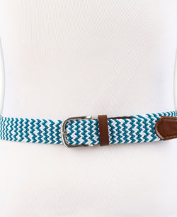 Club Room Stretch Comfort Braided Belt With Faux-leather Trim Green/white thumbnail 4