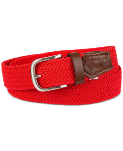 Club Room Stretch Comfort Braided Belt With Faux-leather Trim Red thumbnail 1