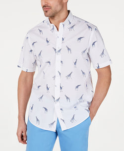 Club Room Stretch Giraffe-print Shirt Bright White thumbnail 1