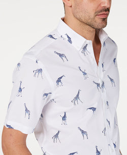 Club Room Stretch Giraffe-print Shirt Bright White thumbnail 3