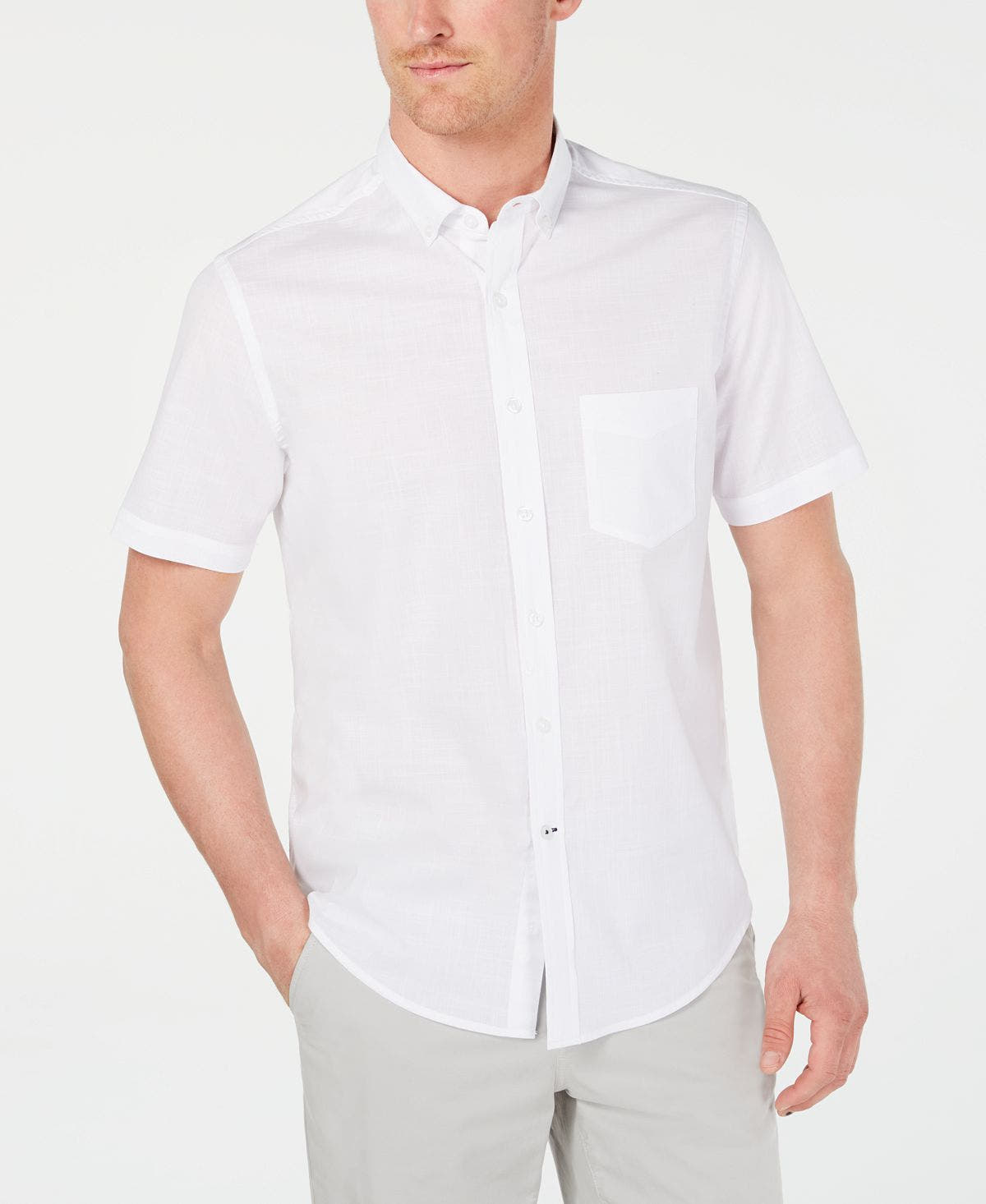 Club Room Stretch Performance Micro-check Shirt Bright White