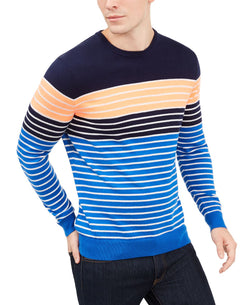 Club Room Striped Crewneck Sweater Cosmic Crunch Navy thumbnail 1