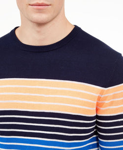 Club Room Striped Crewneck Sweater Cosmic Crunch Navy thumbnail 3