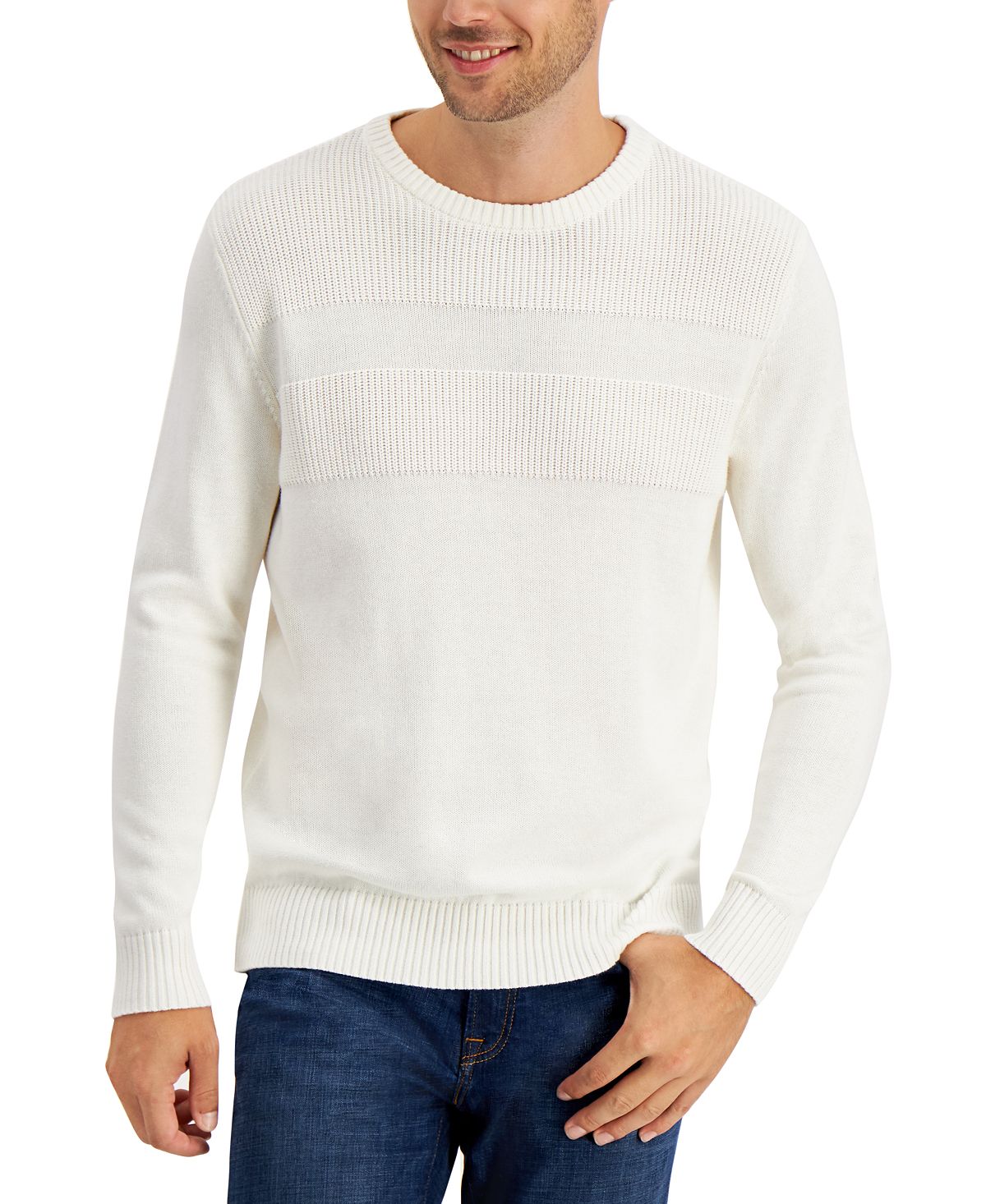 Club Room Textured Cotton Sweater Winter Ivory