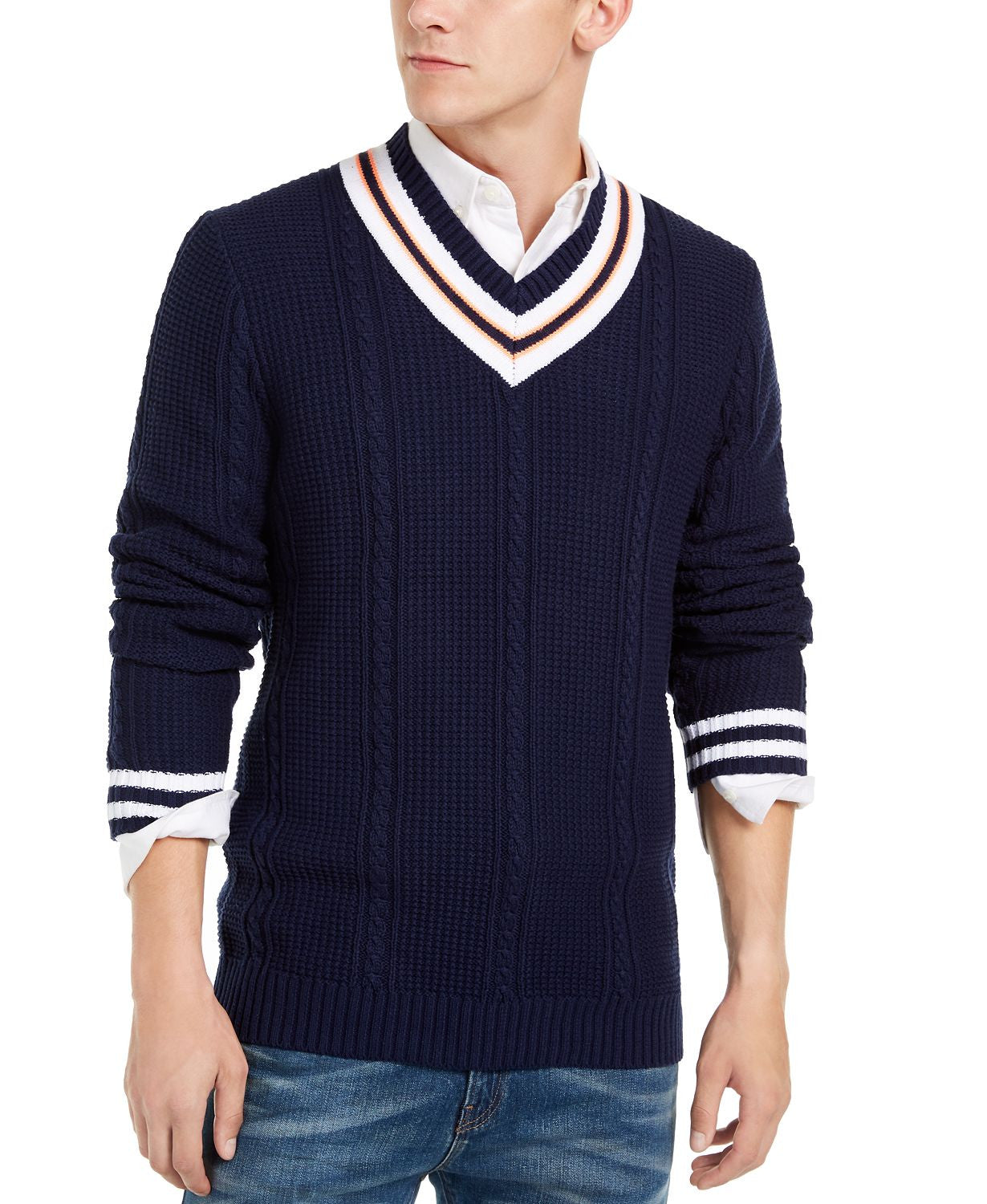 Club Room Textured Cricket Sweater Navy Blue