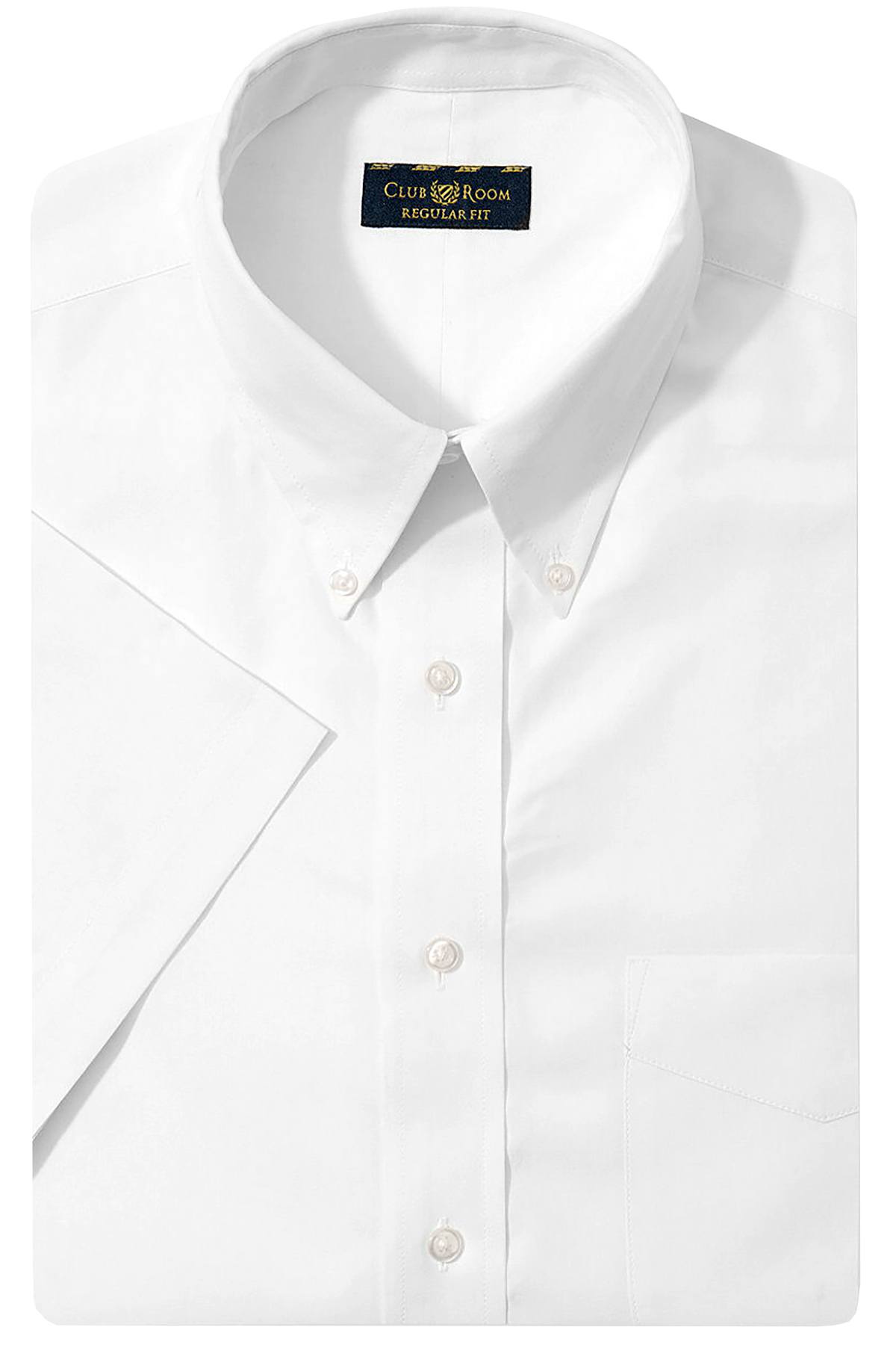 Club Room White Regular Fit Wrinkle Resistant Short Sleeve Dress Shirt