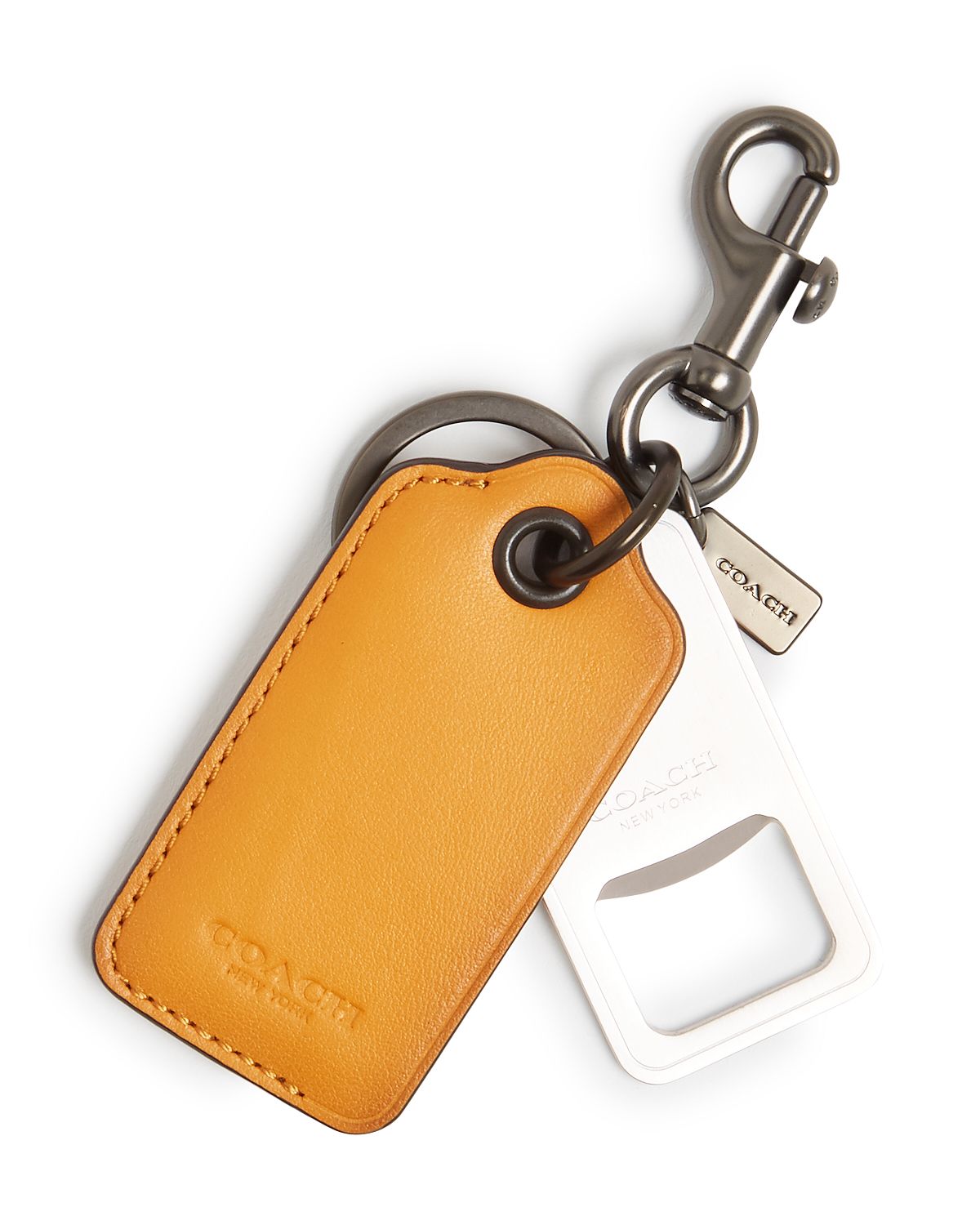 Coach Boxed Leather Key Fob & Bottle Opener Amber