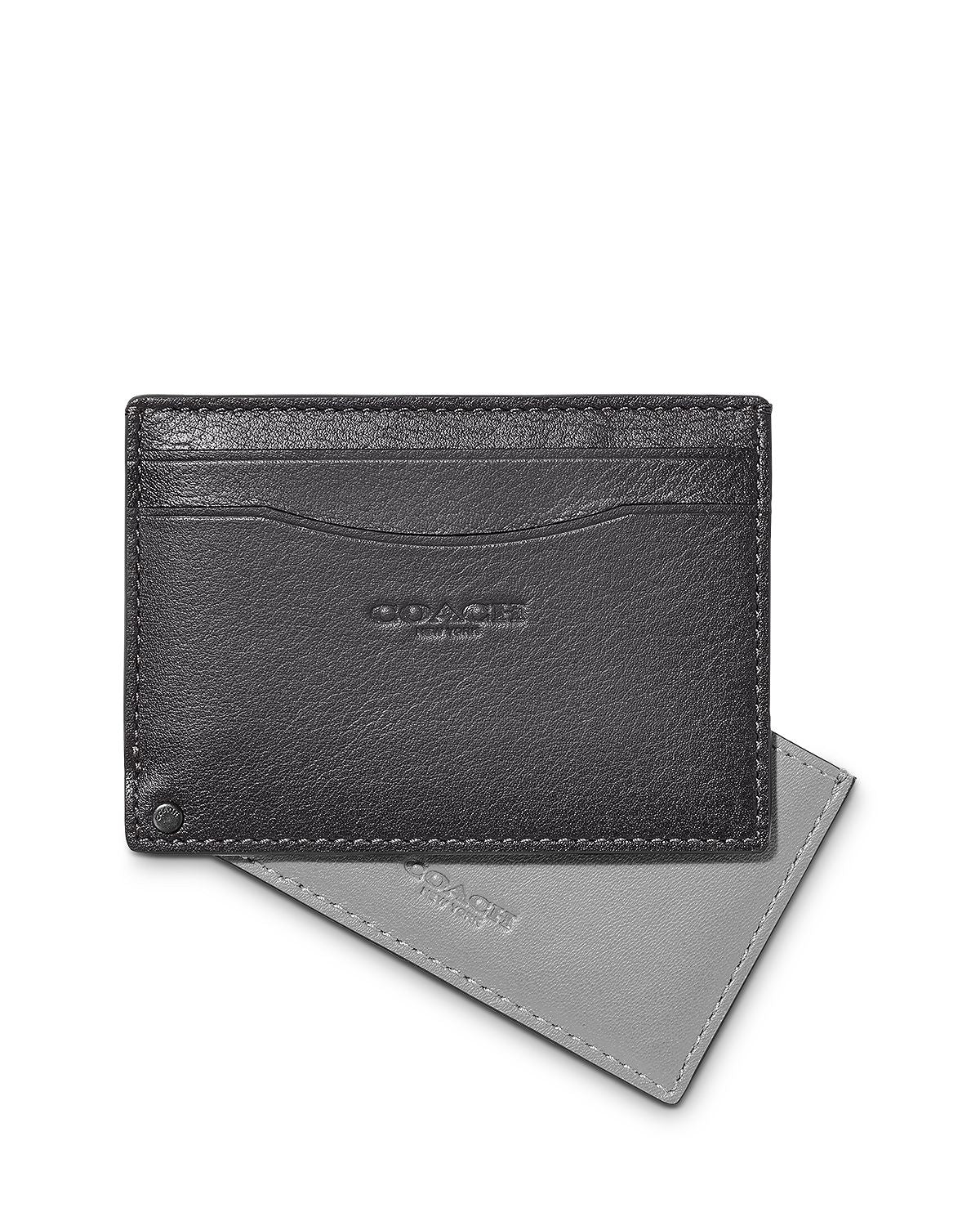 Coach Leather Swivel Card Case Gray/Silver