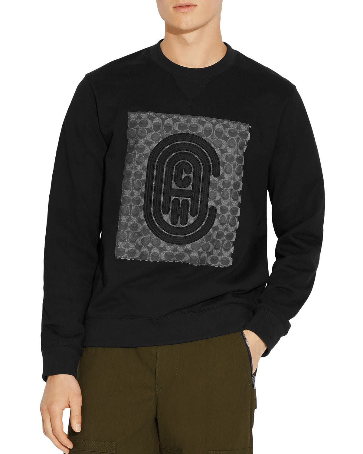 Coach Signature Retro Logo Embroidered Sweatshirt Black