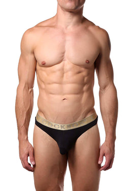 Cocksox Black/Gold-Shimmer Snug-Pouch Sports Thong thumbnail 3