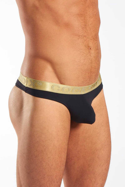 Cocksox Black/Gold-Shimmer Snug-Pouch Sports Thong