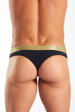 Cocksox Black/Gold-Shimmer Snug-Pouch Sports Thong thumbnail 2