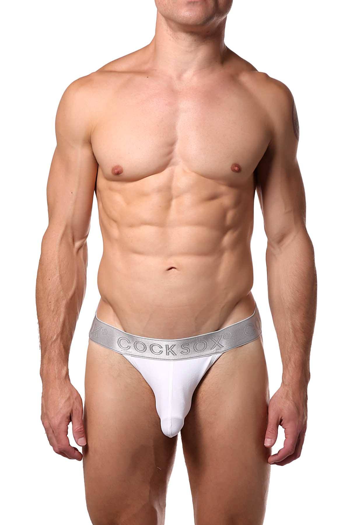 Cocksox White/Silver-Shimmer Enhancing-Pouch Jockstrap