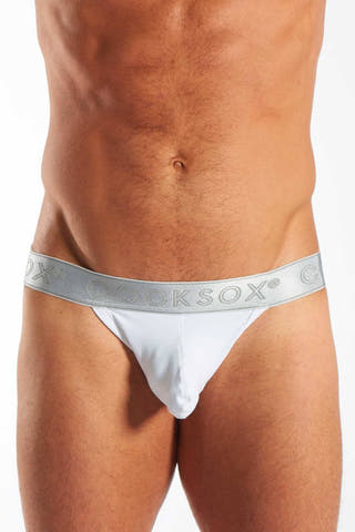 Cocksox White/Silver-Shimmer Enhancing-Pouch Jockstrap