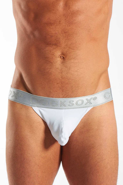 Cocksox White/Silver-Shimmer Enhancing-Pouch Jockstrap