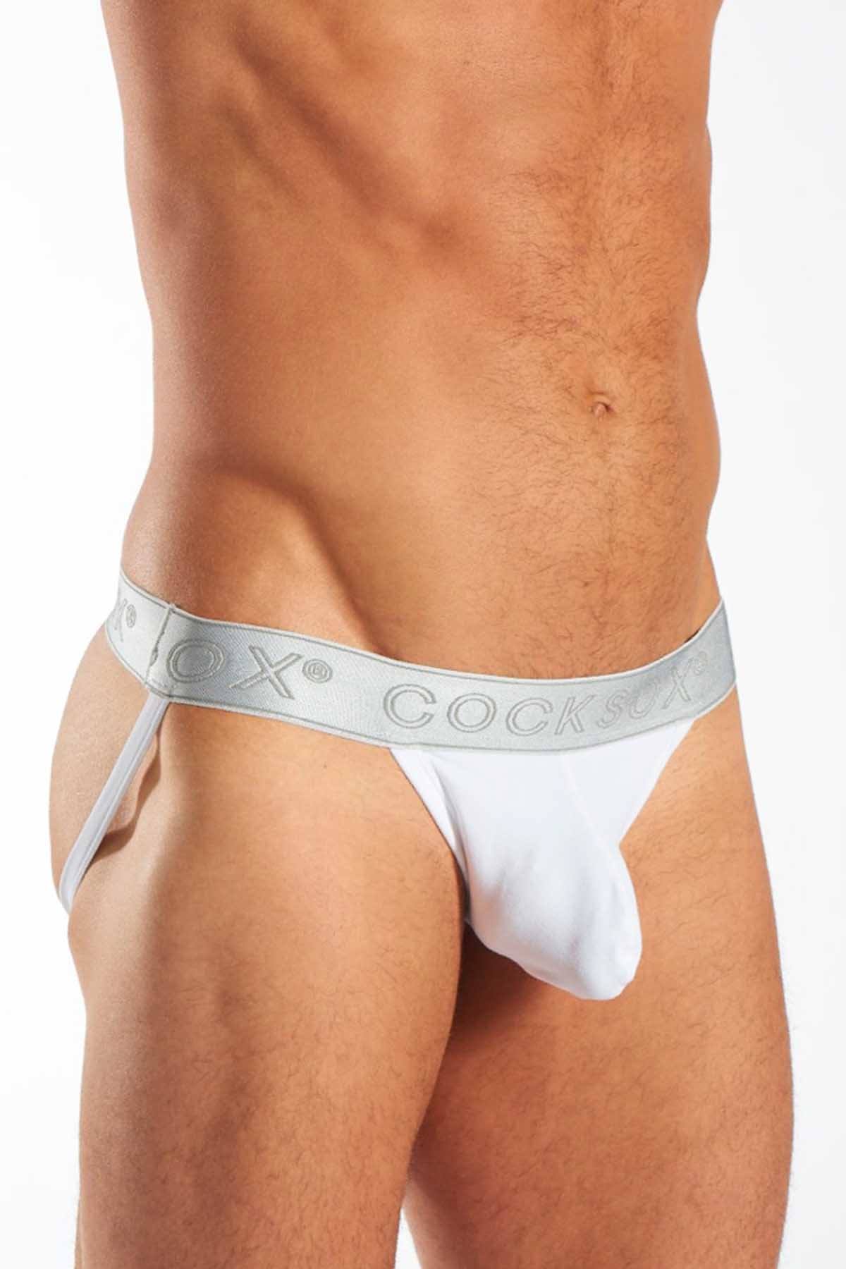 Cocksox White/Silver-Shimmer Enhancing-Pouch Jockstrap