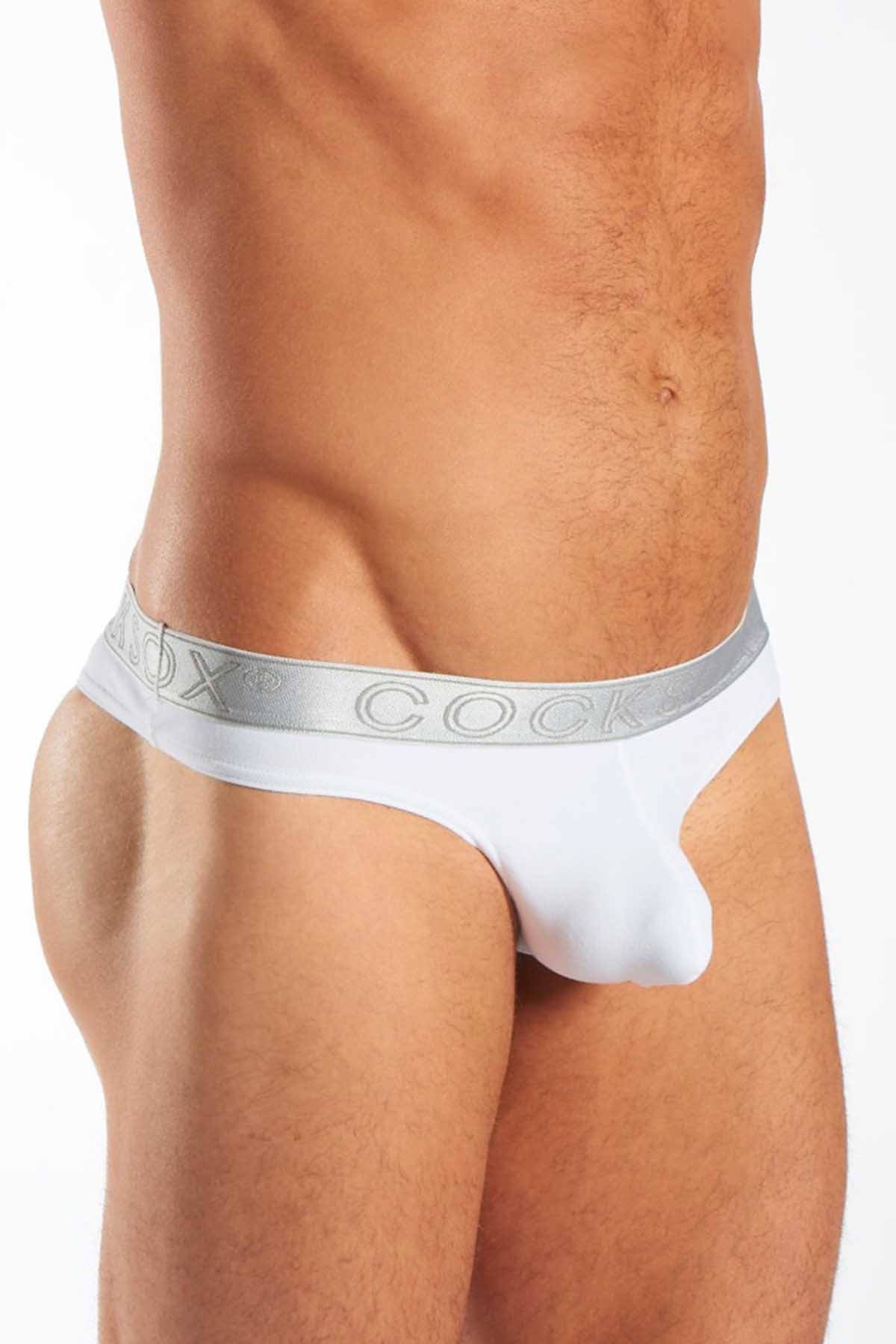 Cocksox White/Silver-Shimmer Snug-Pouch Sports Thong