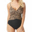 Coco Reef Contours Color-blocked Leopard Print Underwire Tummy Control One-piece Swimsuit Jaguar