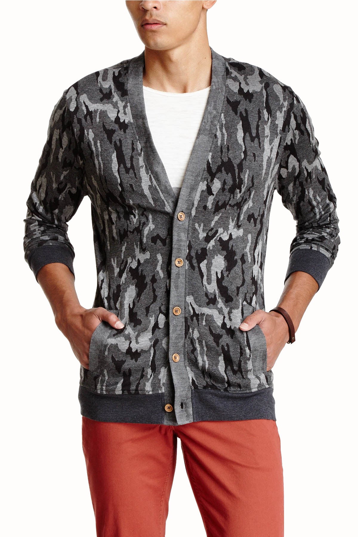 Cohesive & Co. Grey Gerome Camouflaged Cardigan
