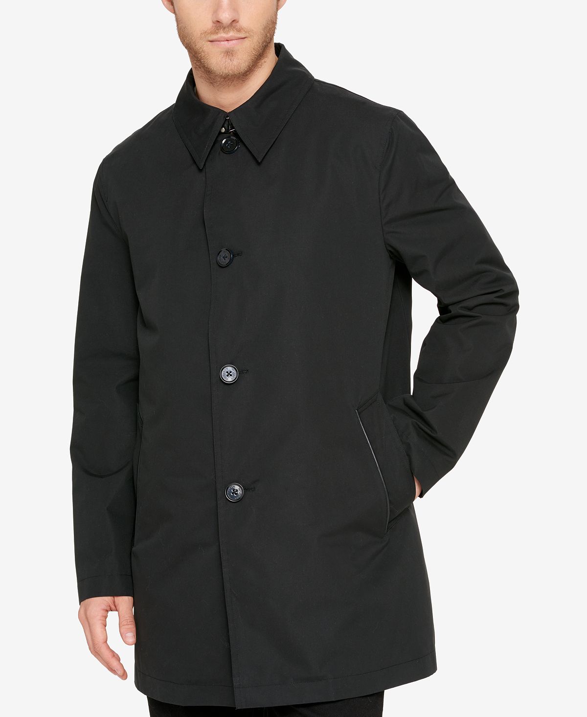 Cole Haan Car Coat With Removable Liner Black