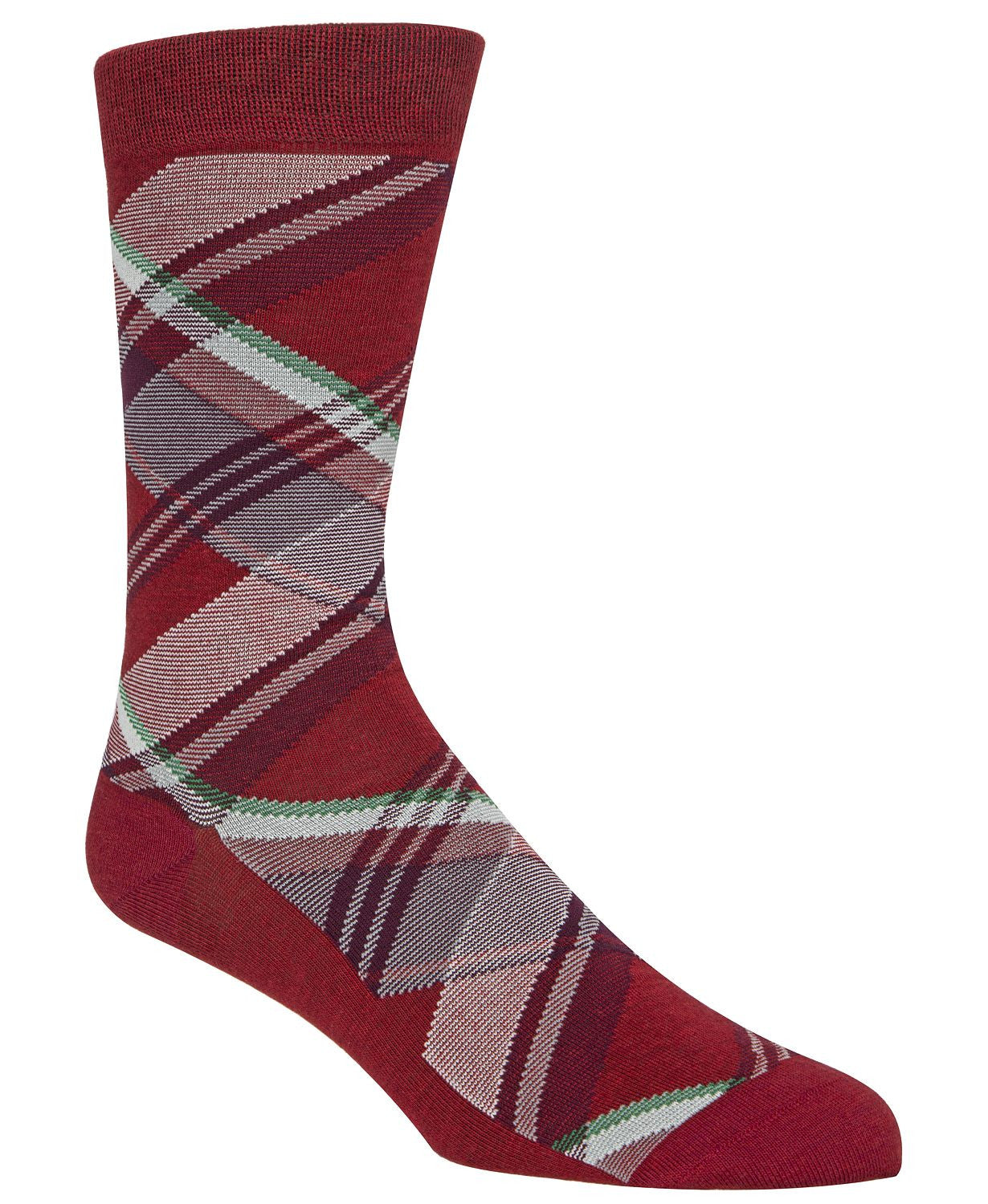 Cole Haan Diagonal Plaid Crew Socks Red Dahlia