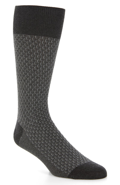 Cole Haan Dog Bone Texture Crew Socks, Size One Size - Grey