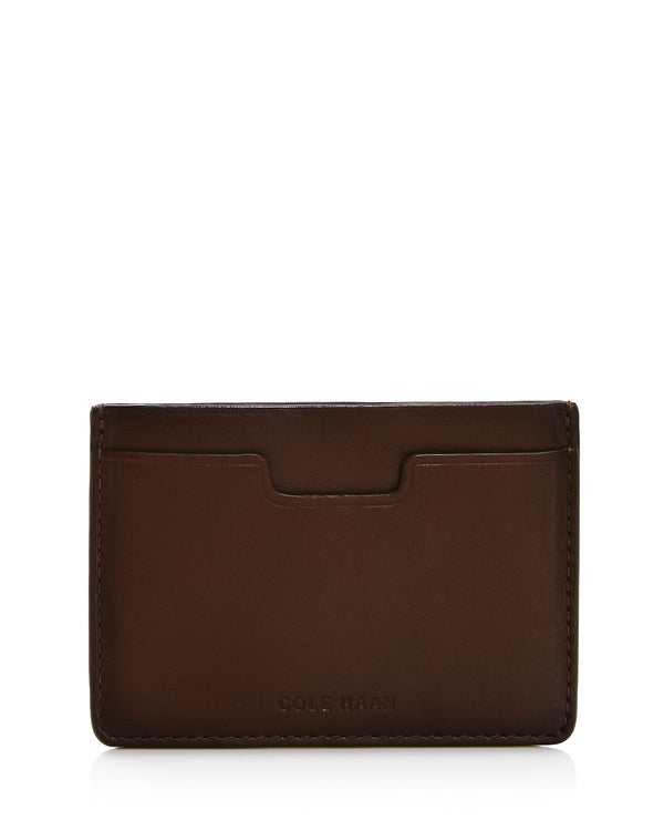 Cole Haan Leather Card Case Bison Brown