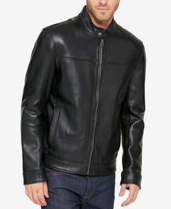 Cole Haan Leather Moto Jacket Black thumbnail 2