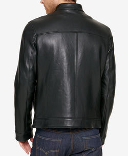 Cole Haan Leather Moto Jacket Black thumbnail 3
