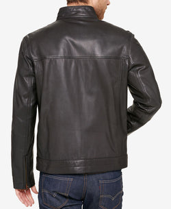 Cole Haan Leather Trucker Jacket Black thumbnail 2