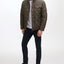 Cole Haan Mixed Media Diamond Quilt With Faux Sherpa Lining Coat Olive