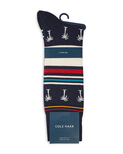 Cole Haan Striped Palm Tree Socks Marine Blue thumbnail 2