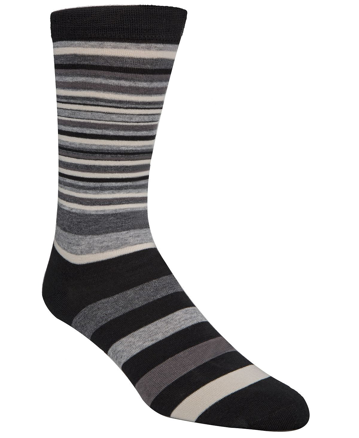 Cole Haan Town Stripe Crew Socks Black/stormcloud