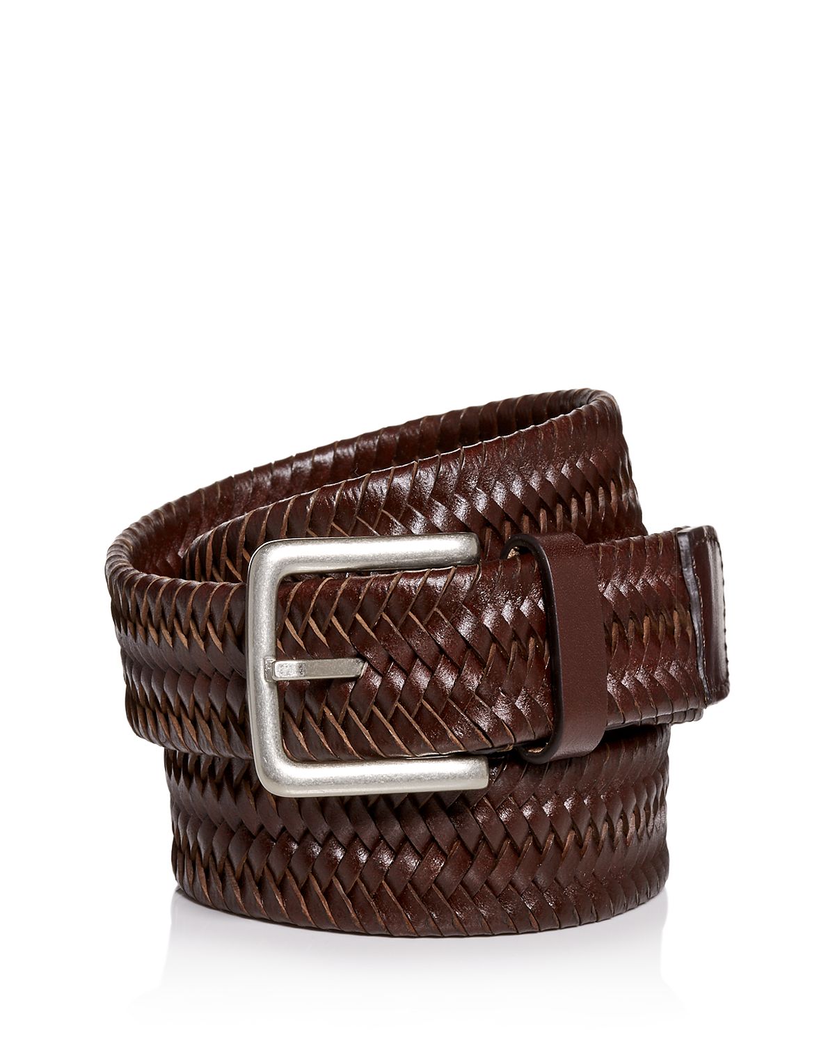 Cole Haan Woven Stretch Leather Belt Brown