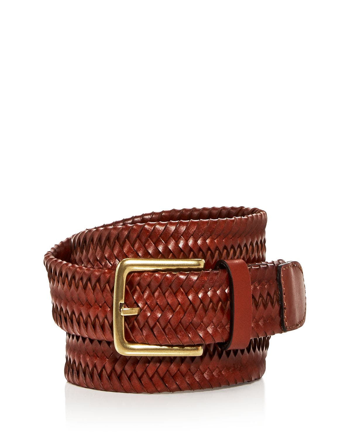 Cole Haan Woven Stretch Leather Belt Tan