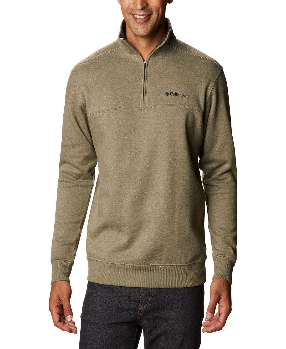 Columbia Hart Mountain Ii Quarter-zip Fleece Sweatshirt Stone Green Heather
