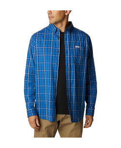 Columbia Rapid Rivers Ii Long Sleeve Shirt Bright Indigo Tartan Grid thumbnail 1