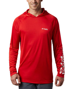 Columbia Terminal Tackle Upf 50 Hoodie Red Spark, White Logo thumbnail 1