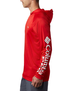 Columbia Terminal Tackle Upf 50 Hoodie Red Spark, White Logo thumbnail 3