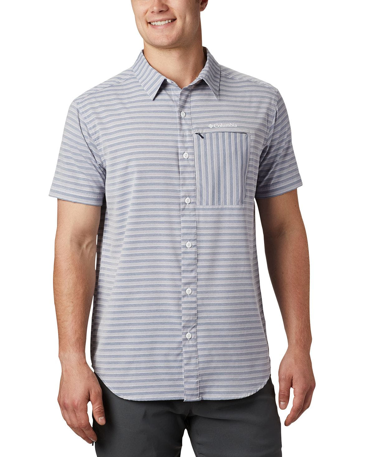 Columbia Twisted Creek Ii Moisture-wicking Upf 30 Stripe Shirt Collegiate Navy Stripe