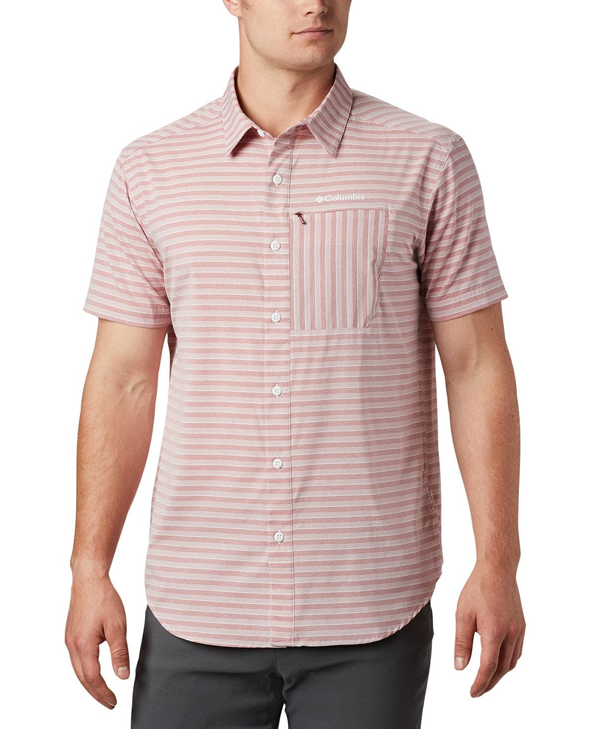 Columbia Twisted Creek Ii Moisture-wicking Upf 30 Stripe Shirt Red Jasper Stripe