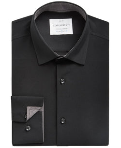 Construct Slim-fit Solid Performance Stretch Cooling Comfort Dress Shirt Black thumbnail 2